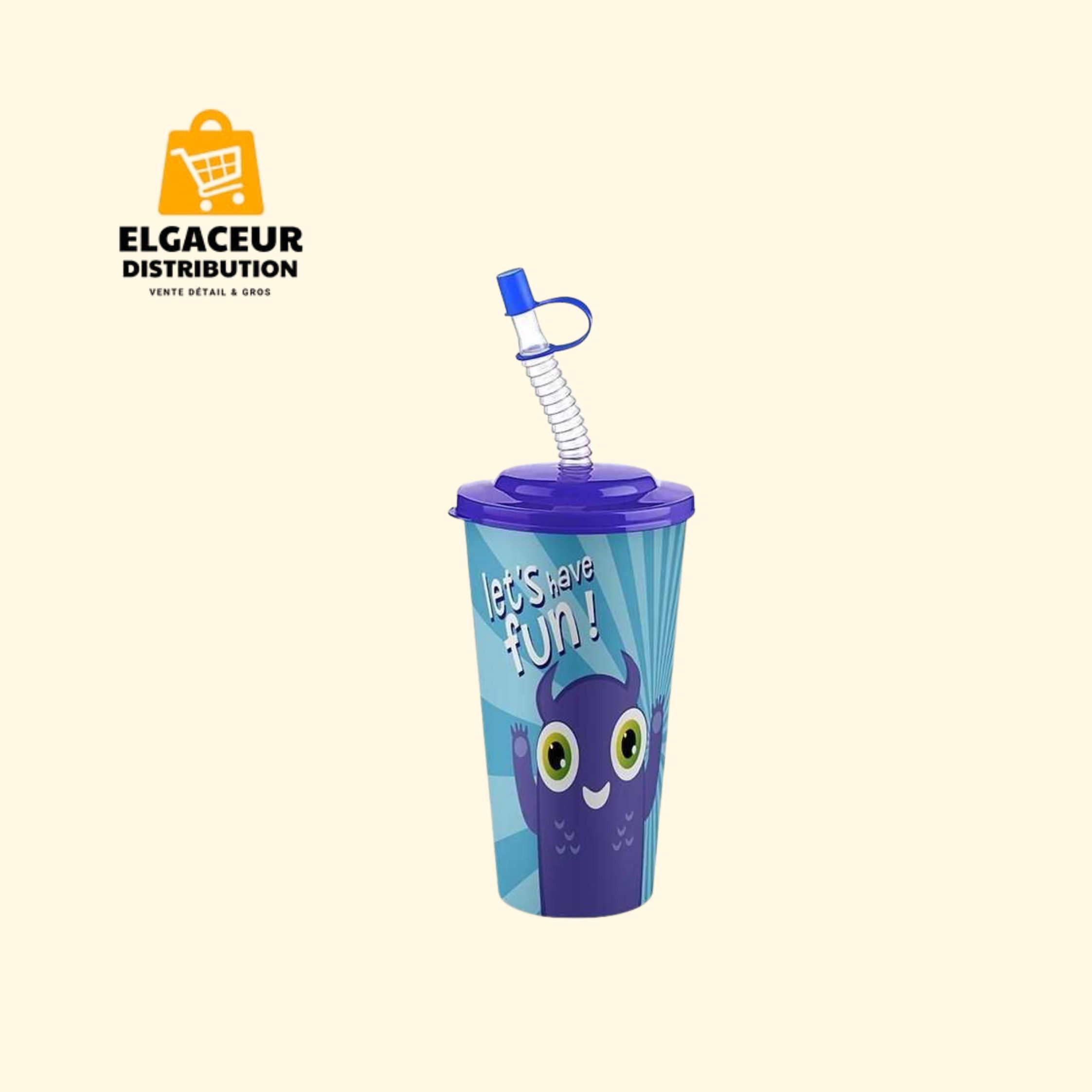Gobelet 400 ml avec couvercle et paille