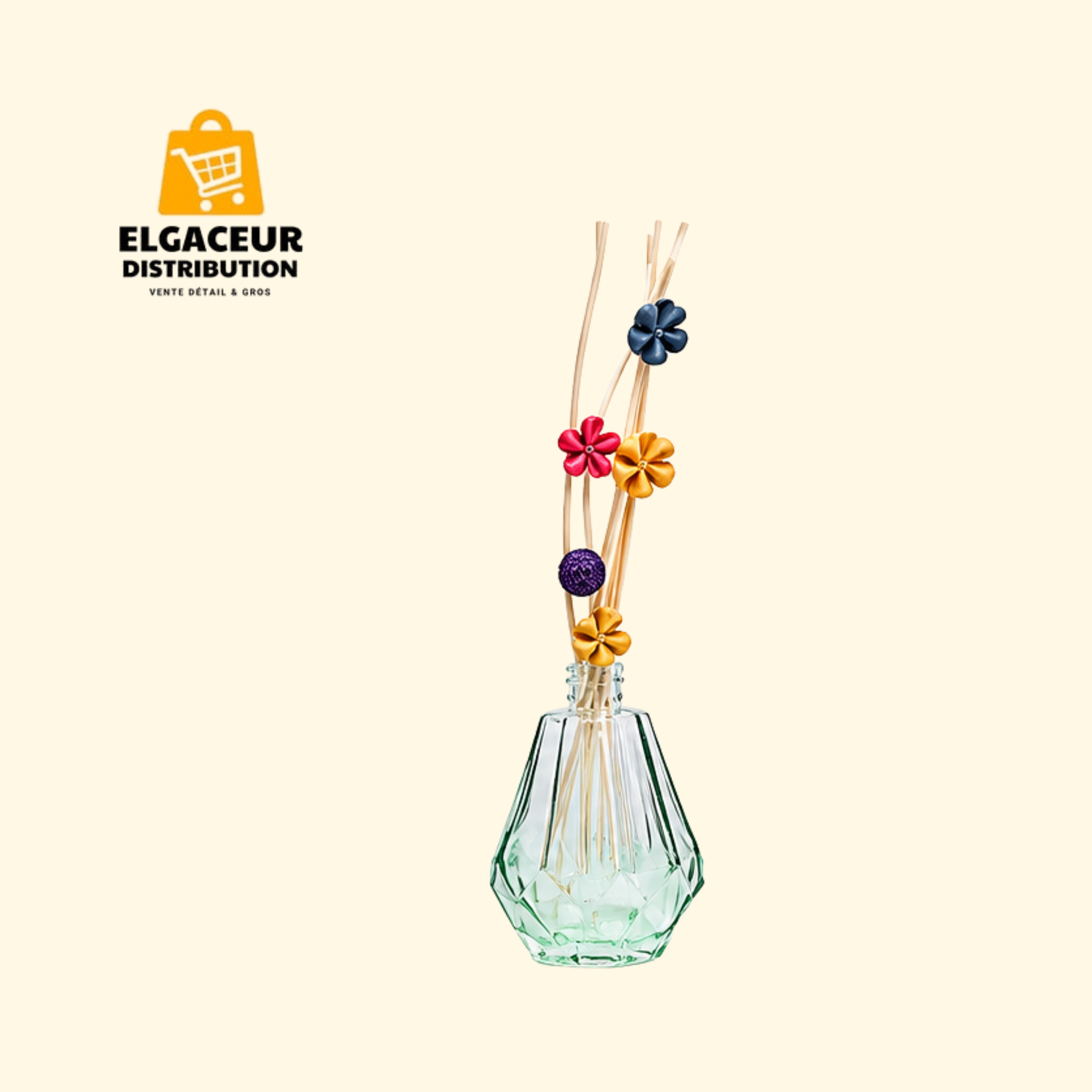 Diffuseur de parfum d'ambiance à tiges avec fleurs décoratives