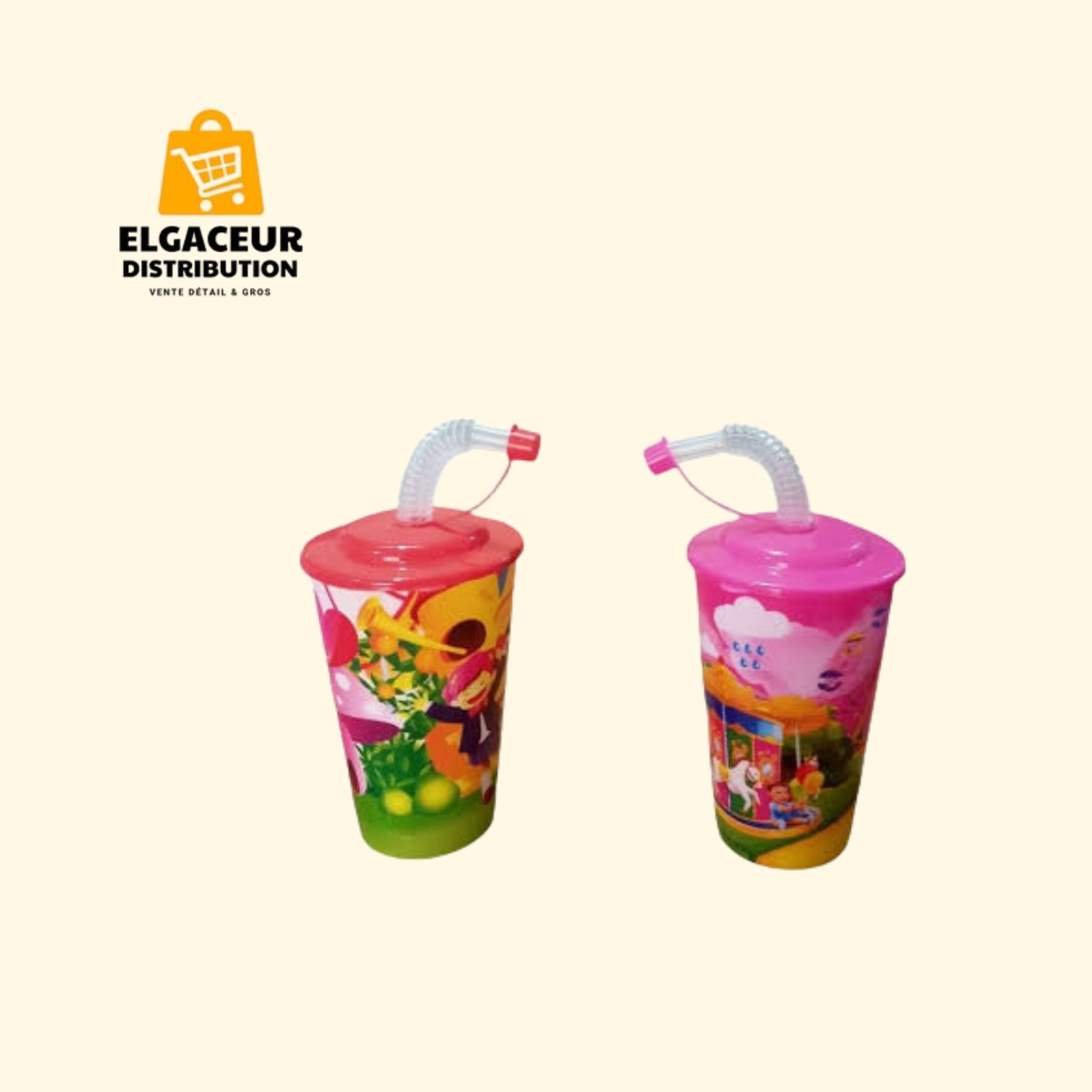 Gobelet 400 ml avec couvercle et paille