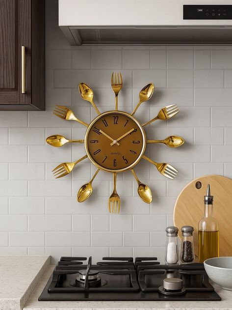 Horloge murale de cuisine design couverts
