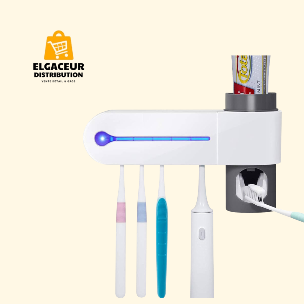 Stérilisateur mural UV pour brosses à dents avec distributeur de dentifrice