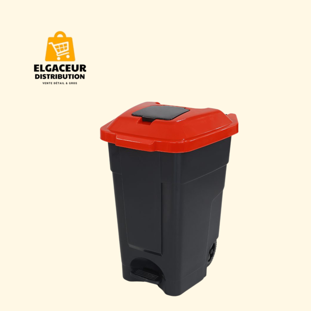 Poubelle  80 L à Pédale avec Roues