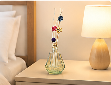 Diffuseur de parfum d'ambiance à tiges avec fleurs décoratives