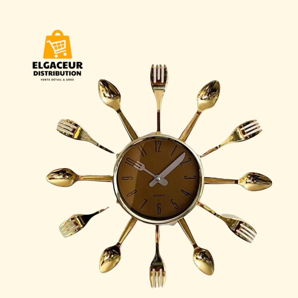 Horloge murale de cuisine design couverts