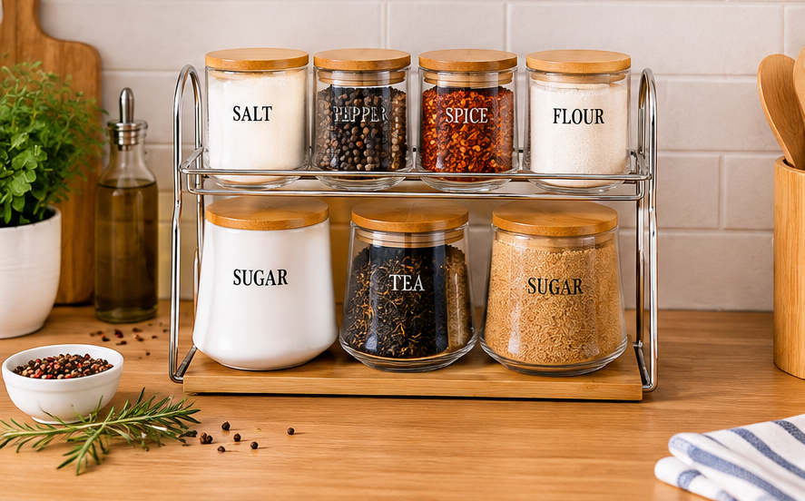Set de 7 Pots à Épices avec Support