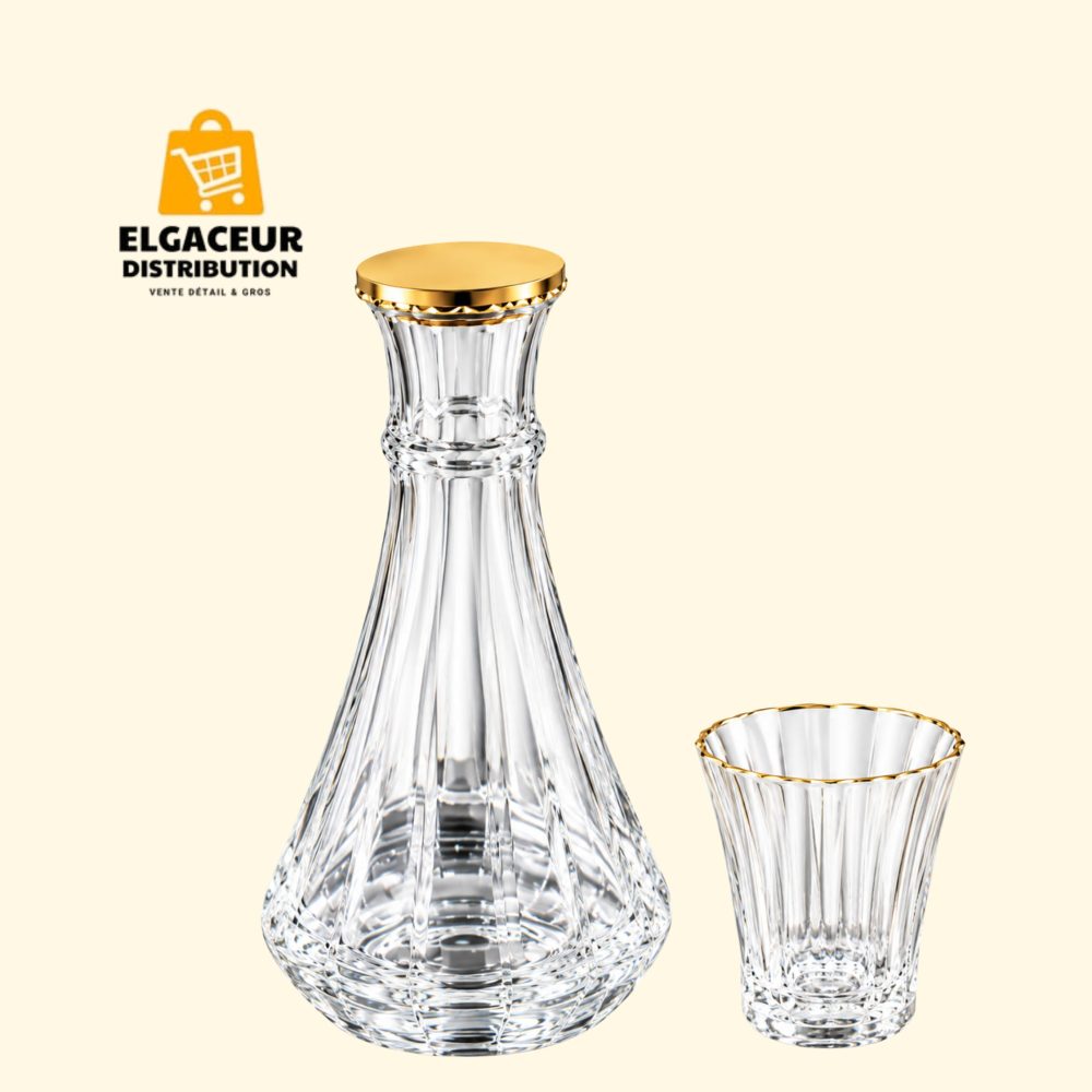 Service à Eau Carafe en Verre Strié