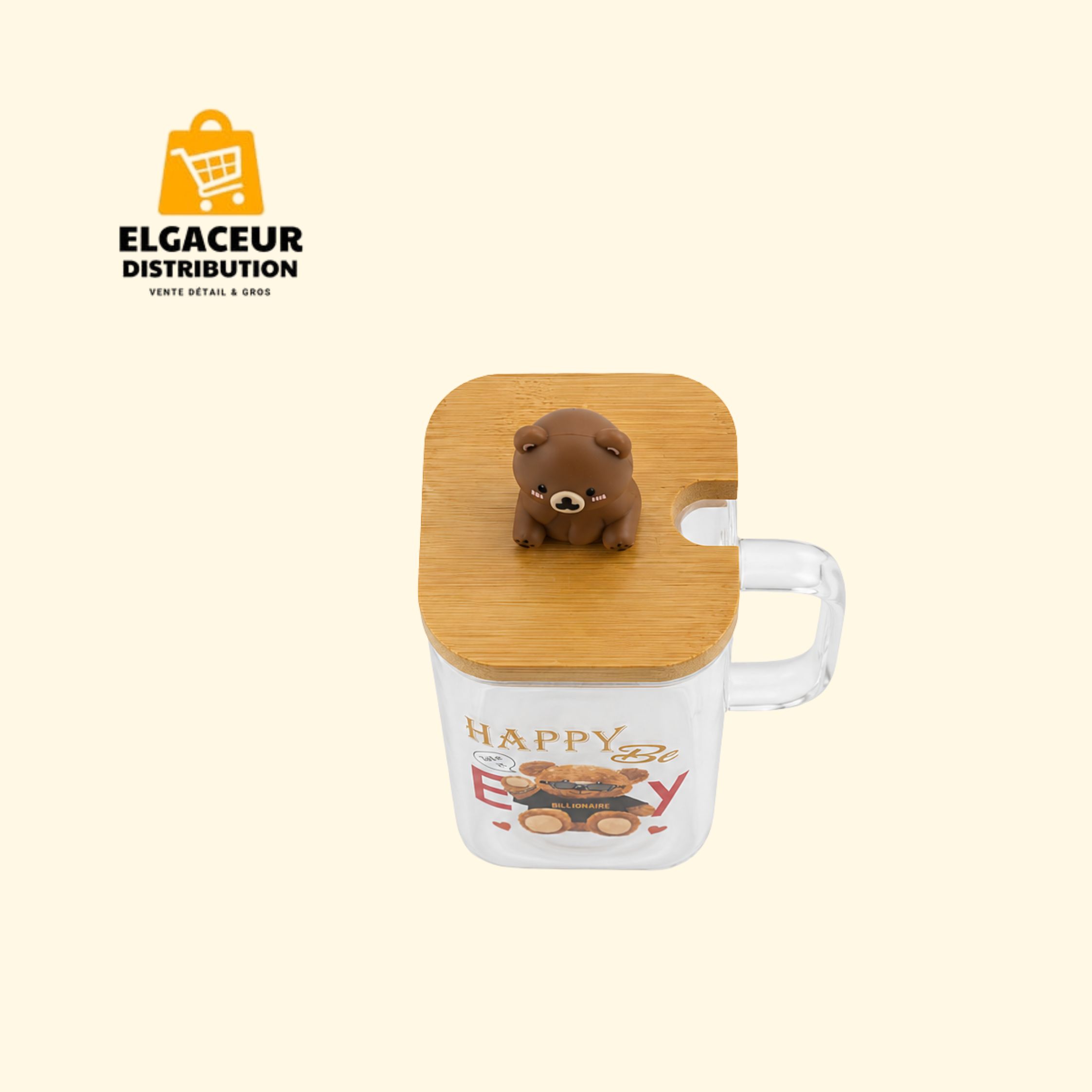 Tasse en verre avec couvercle bambou