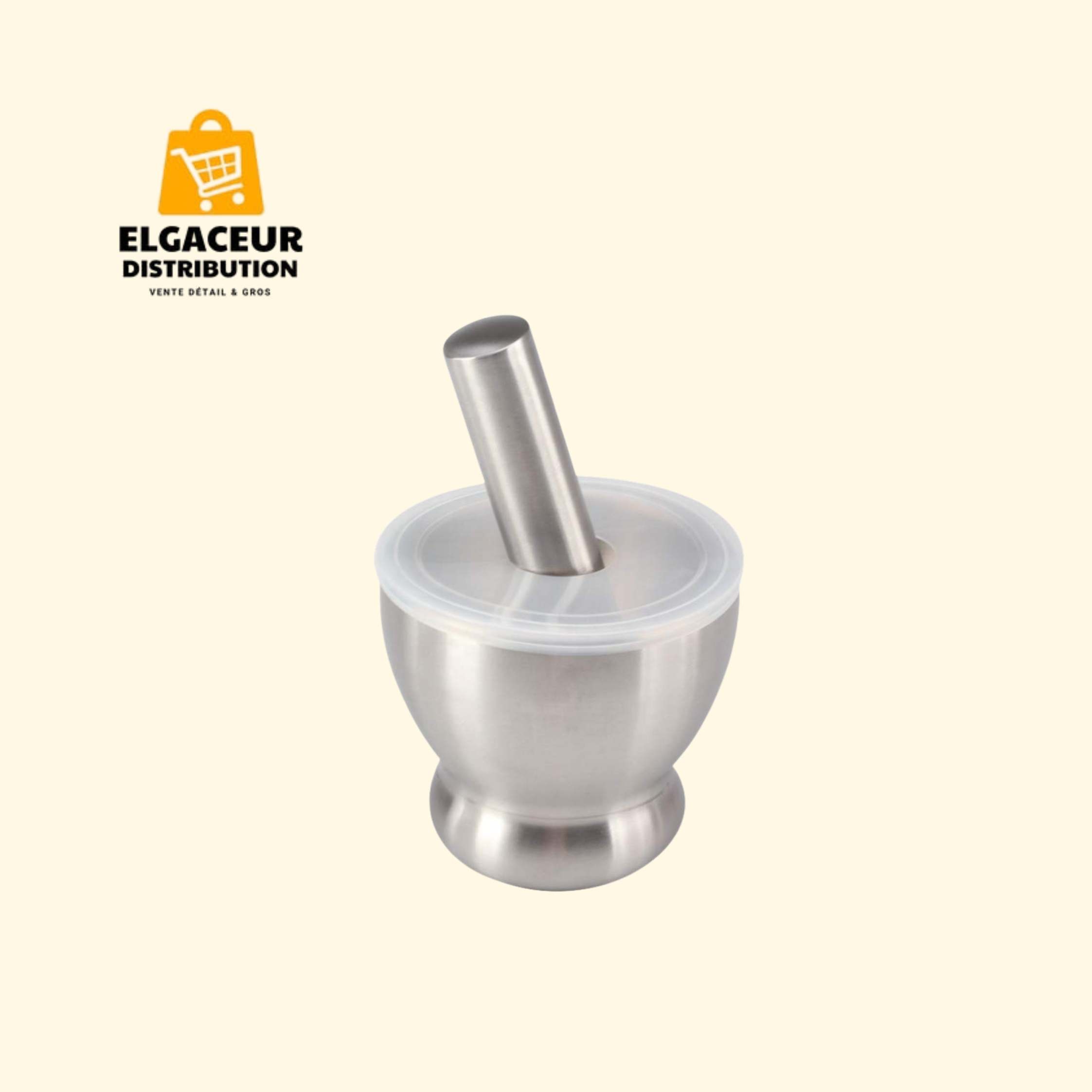 Mortier inox avec pilon et couvercle