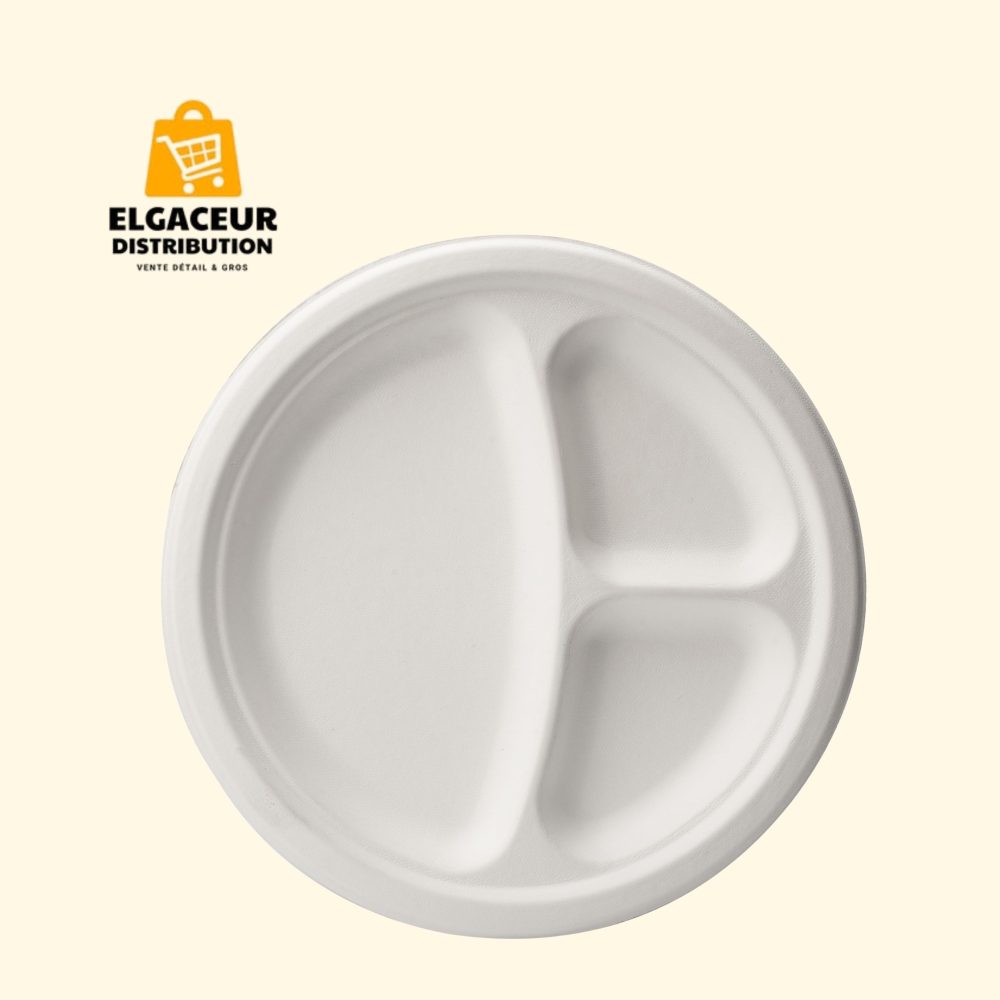 Assiette Ronde Blanche à 3 Compartiments