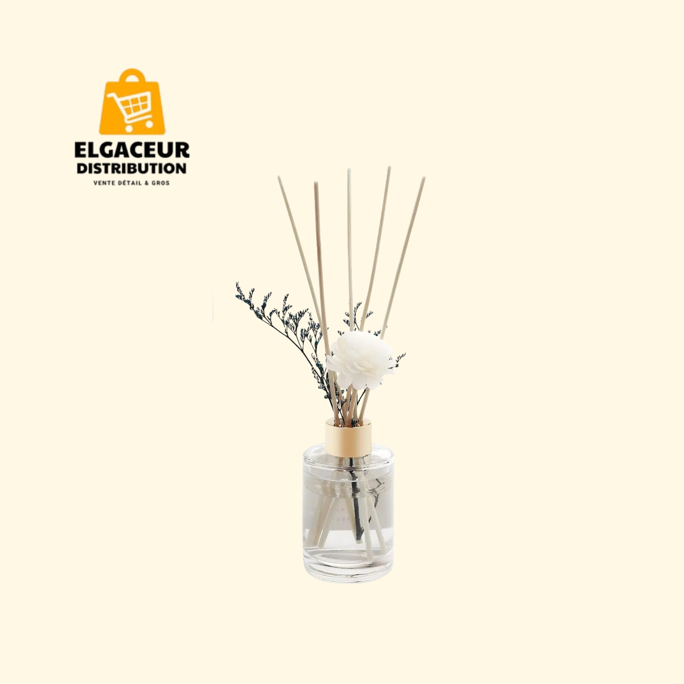 Diffuseur de parfum d'ambiance à tiges avec fleurs séchées