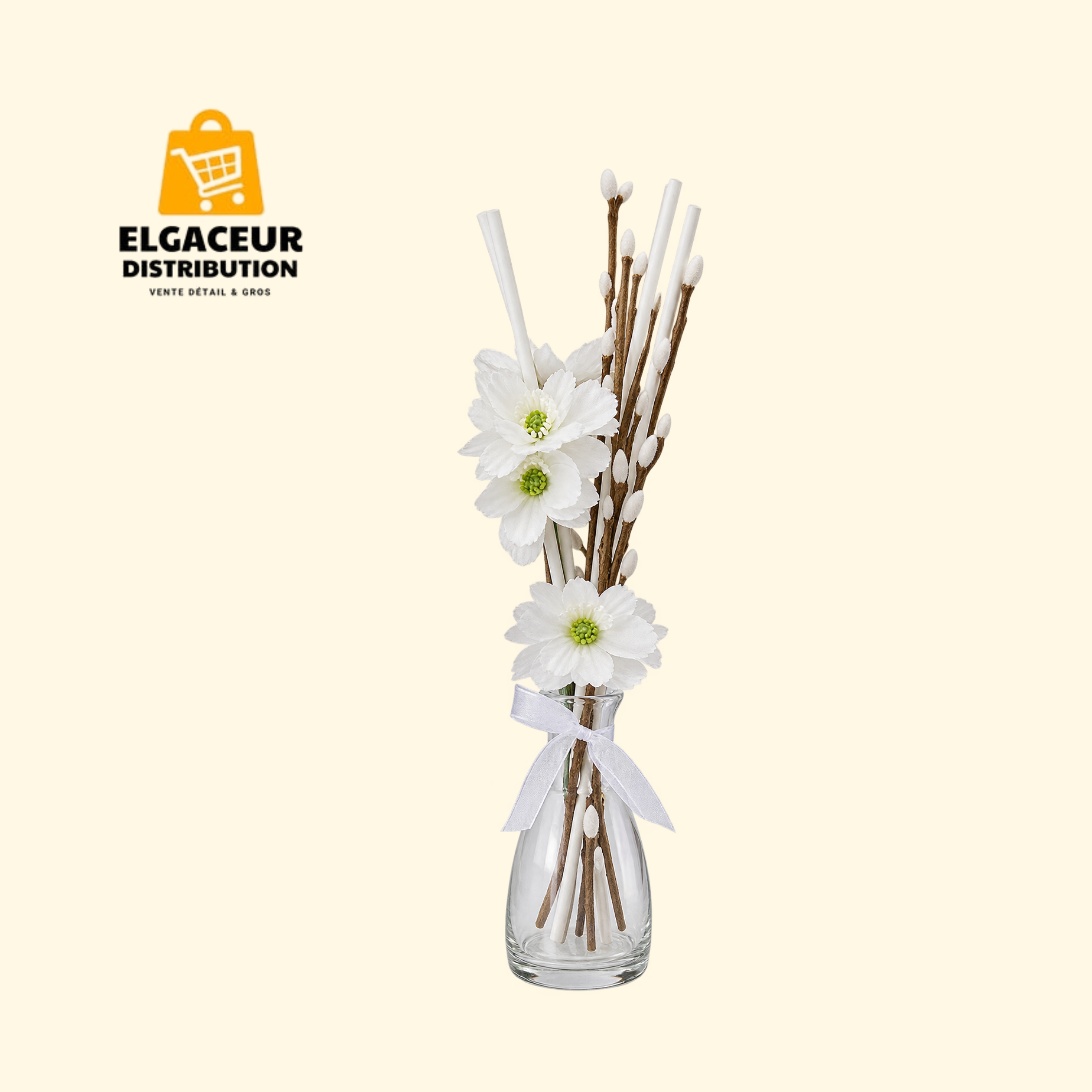 Diffuseur de parfum d'ambiance à tiges avec bouquet floral