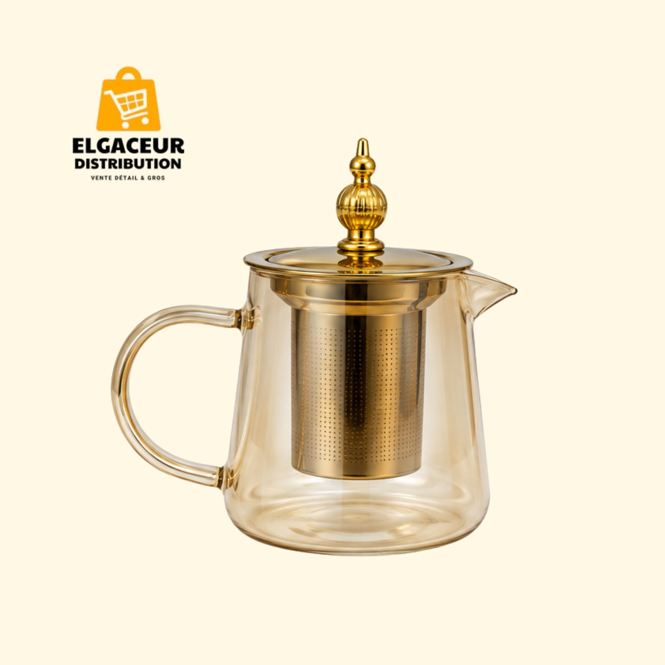 Théière en verre finition dorée 450 ml