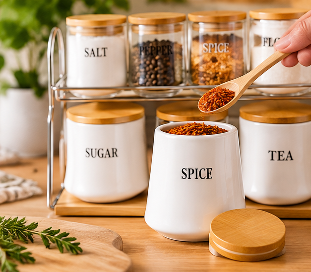Set de 7 Pots à Épices avec Support